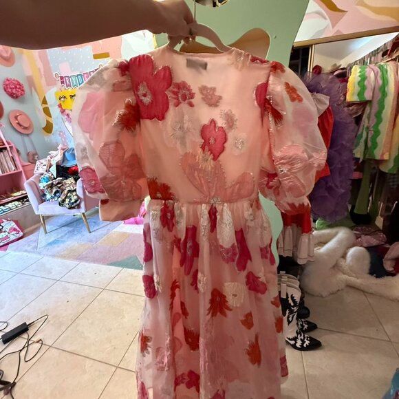 Sister Jane rare pink and red floral wrap dress size small - Picture 5 of 8